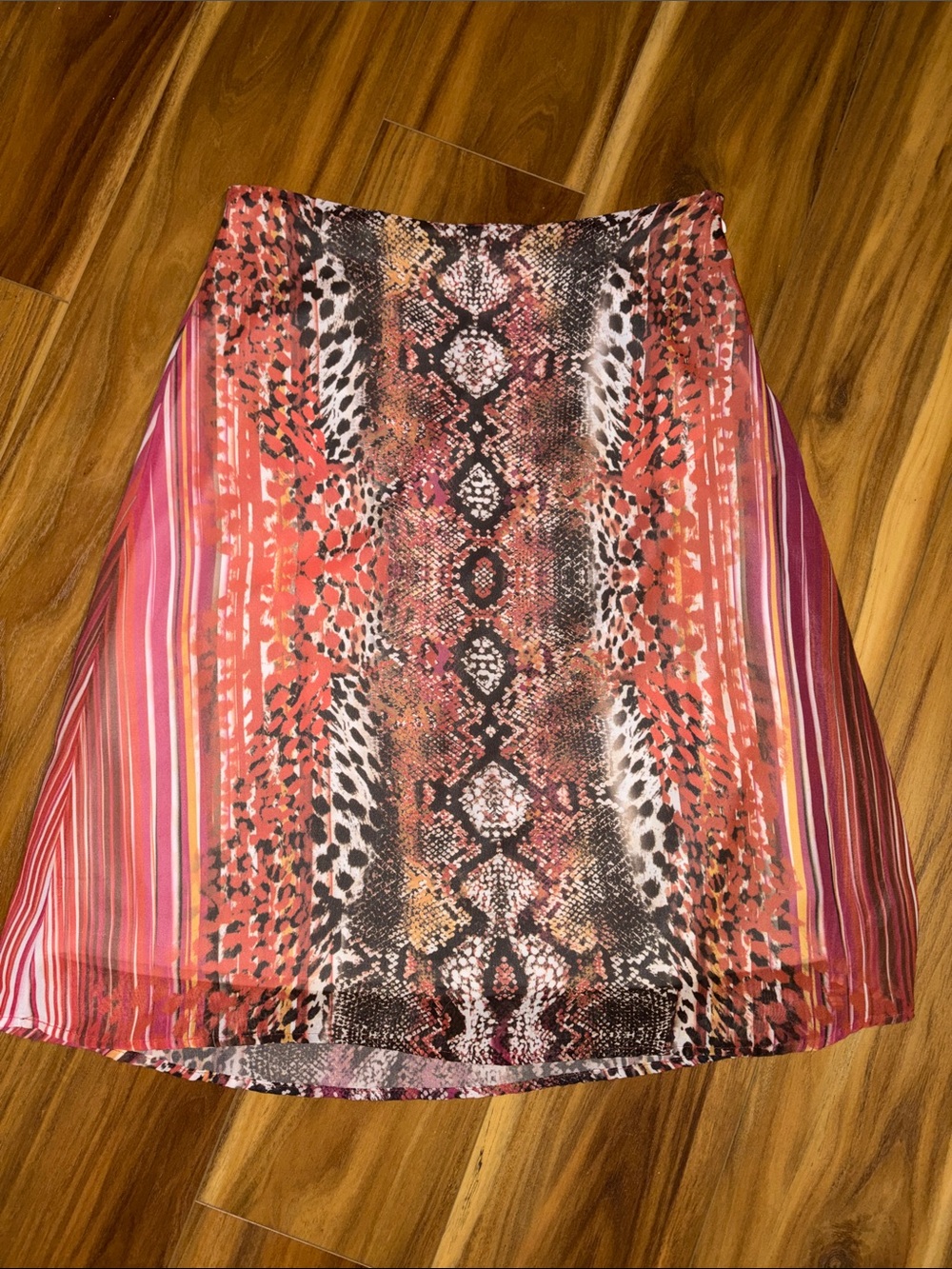 Cato size 10 Women’s Coral Multi-Print A-Line Skirt